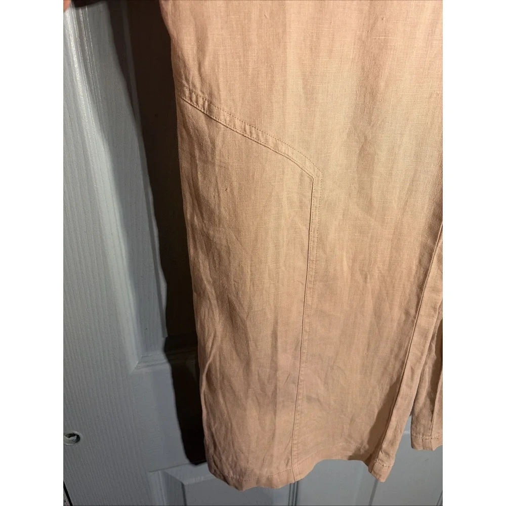 Nicole Miller High Rise Wide Leg 100% Linen Cropped Pants Sz 2. Khaki.